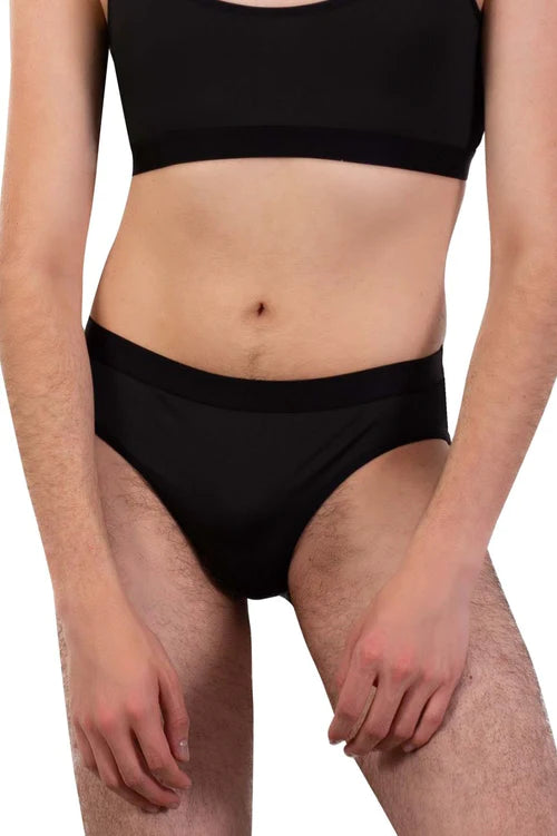 Black pluraL pl006 high-waisted briefs in seamless fabric offering unmatched comfort and style front view
