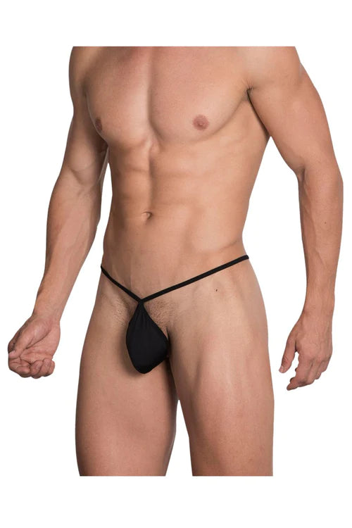 Black sleek minimalist men’s thong with thin waistband in PPU 2012 thongs color black for sexy comfortable wear