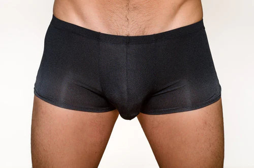Black sheer stretchy pride metro trunk boxer briefs combining comfort and style in a form-fitting design