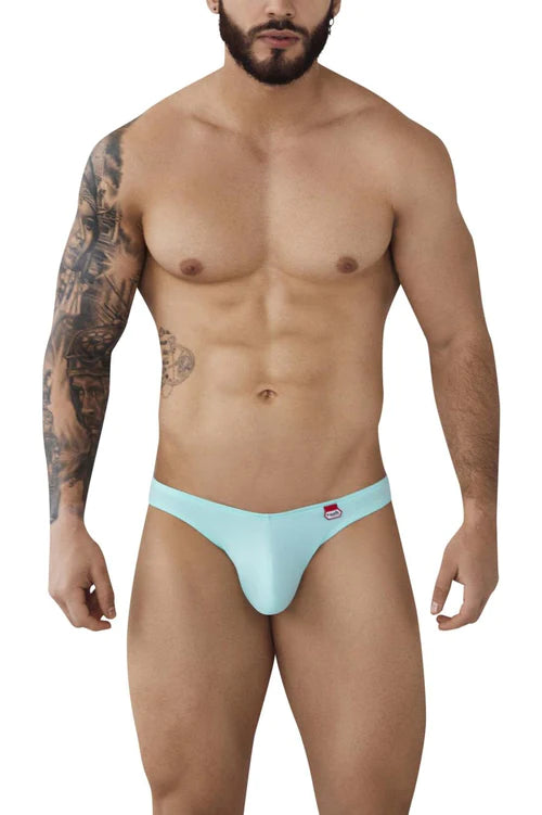 Light blue smooth textured pikante pik 0978 angola men’s briefs with small red and white logo on waistband