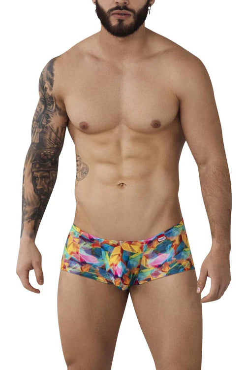 Vibrant multicolored geometric patterned pikante pik 0993 suban trunks in yellow for bold playful mens underwear
