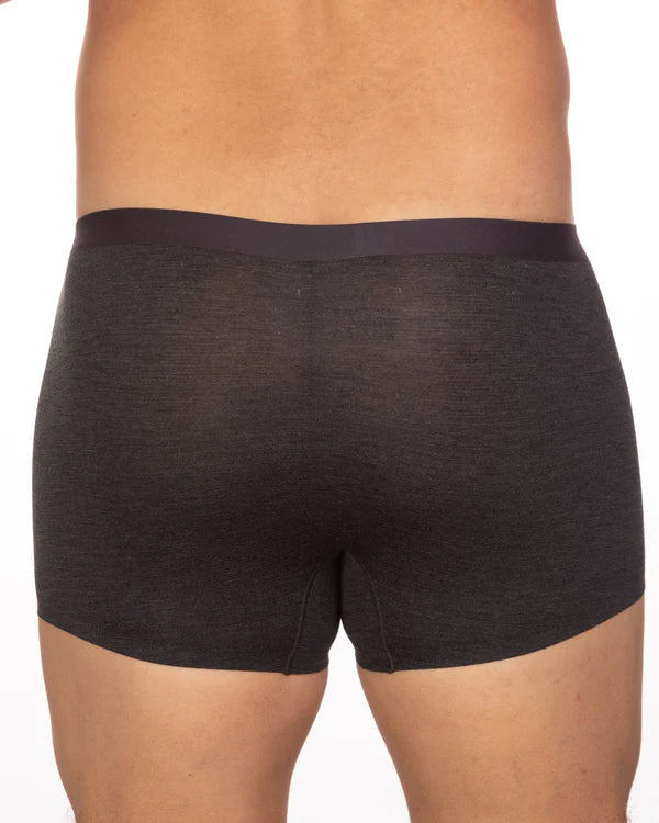 Black sheer trunk briefs by andrew velasco with textured fabric and solid dark waistband epitomizing luxury and style