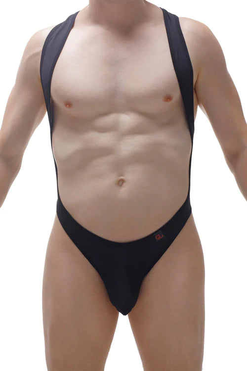 Black petitq bodythong deluz one-piece swimsuit with thin straps and high-cut leg design for sensual elegance