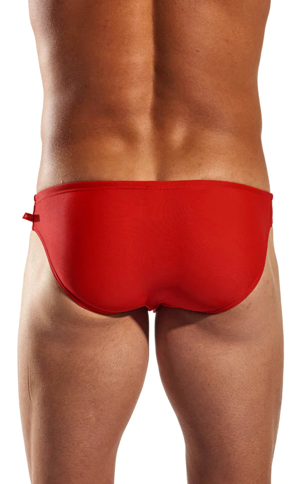 Red cocksox cx06 drawstring swim brief with sleek form-fitting design and small red tab on the side