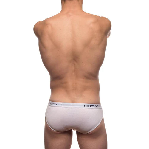 white cotton briefs with gray waistband featuring poy logo a stylish and comfortable everyday choice