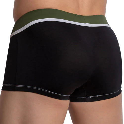 Black briefs with a green and white dual color waistband from pistol pete ppG042 offering comfort and style combined