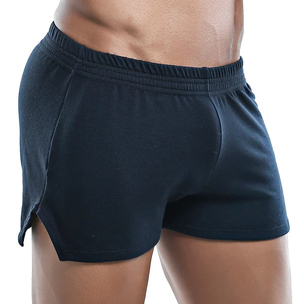 Black virile vlc001 athletic shorts with snug elastic waistband and side slits for style and comfort