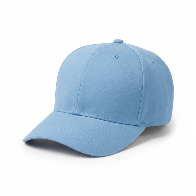 Light blue baseball cap with structured crown and curved brim made of smooth fabric from Epoch Hats collection