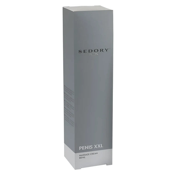 A tall gray rectangular product box stands upright on a white surface.