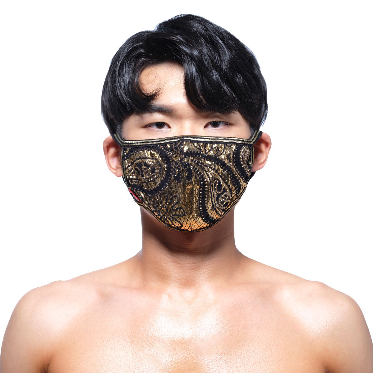 MetroMaleWear Face Mask Metal Paisley Gold 0111-61