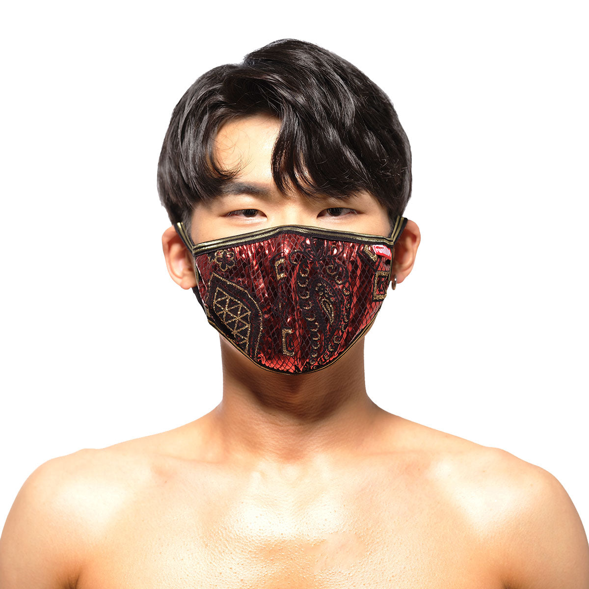 MetroMaleWear Face Mask Metal Paisley Red 0111-62