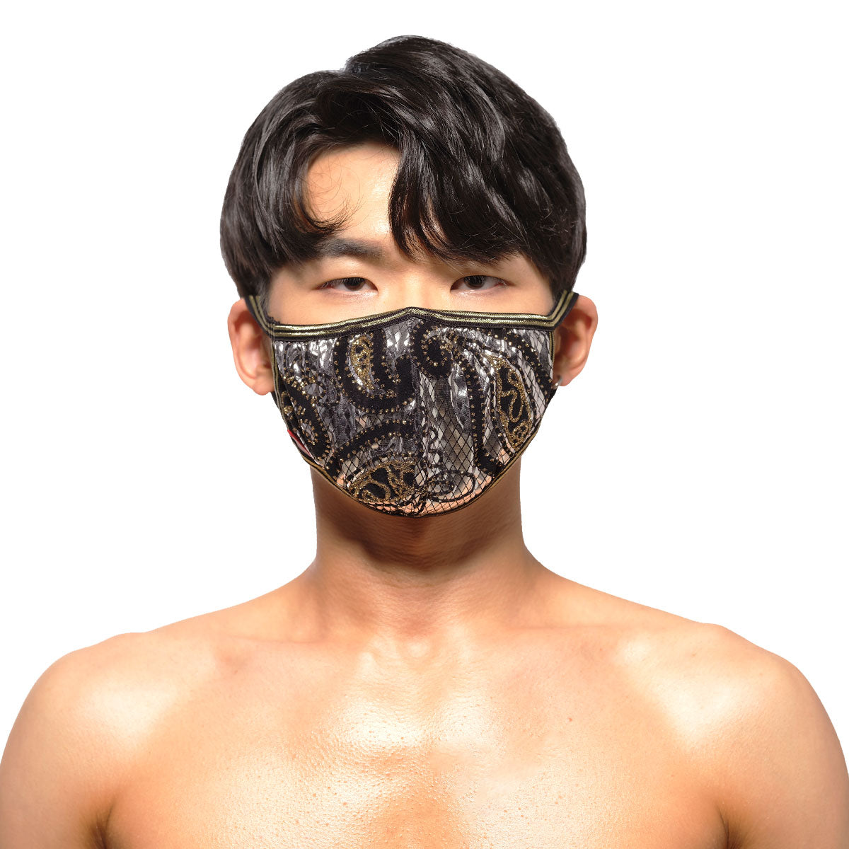 MetroMaleWear Face Mask Metal Paisley Silver 0111-63