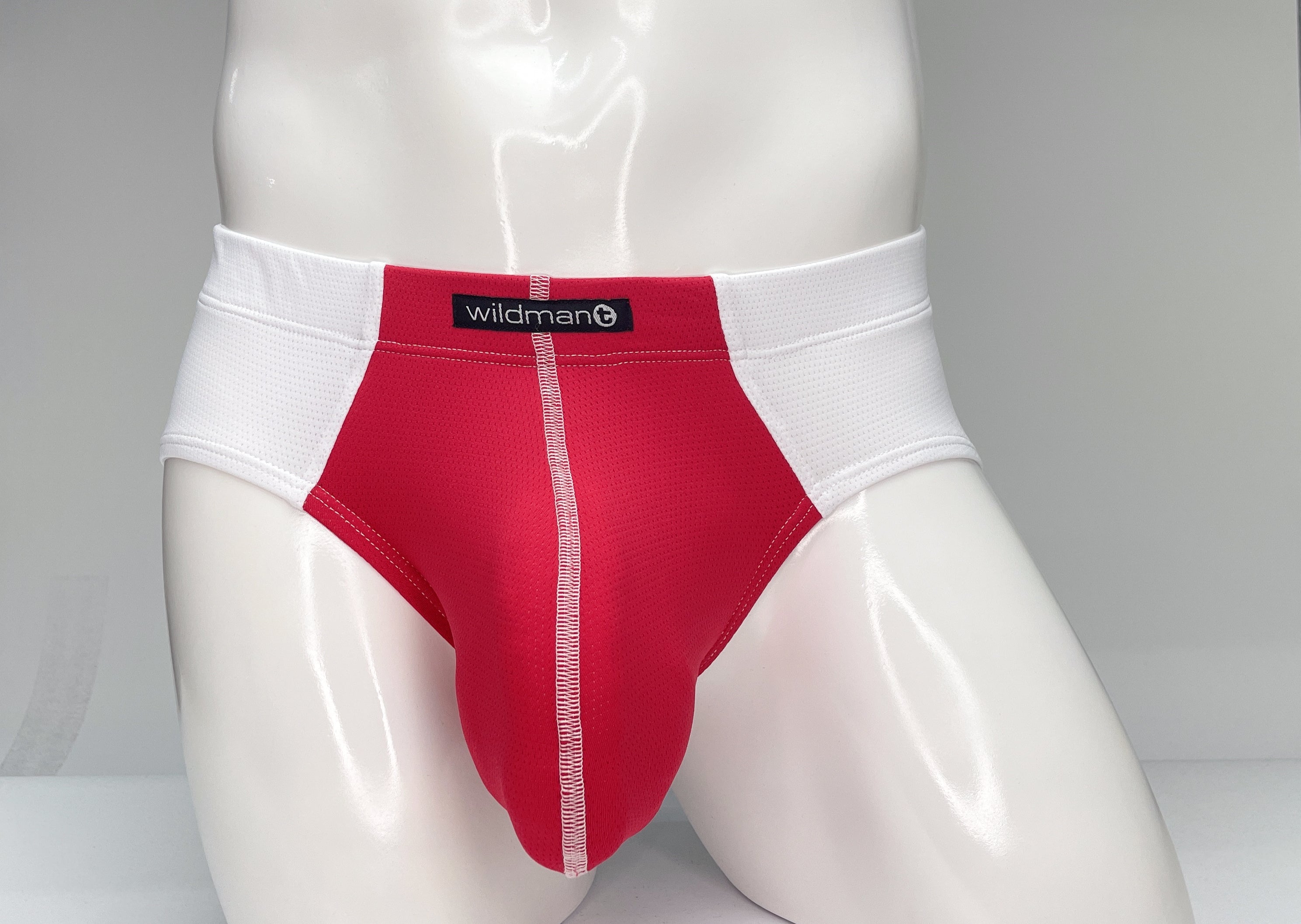 WildmanT Mesh Brief White and Red