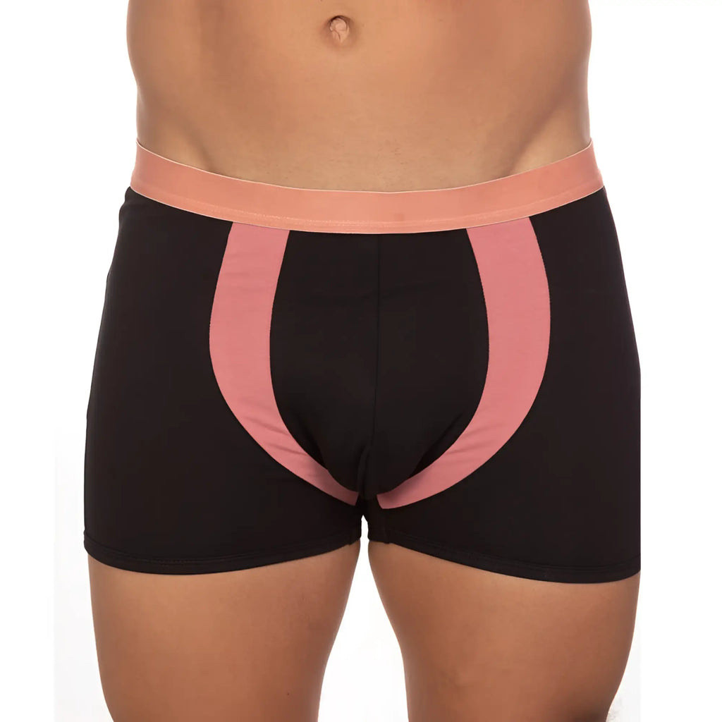 Black briefs from 10-pack undergear basix alex two-tone trunk with pink waistband and matching curved side panels