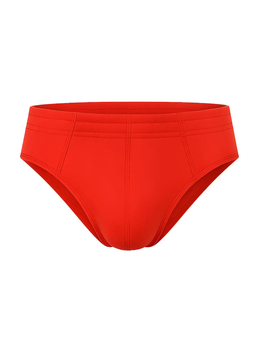 Bright red 100% cotton brief with smooth stretchy fabric and subtle seam detailing