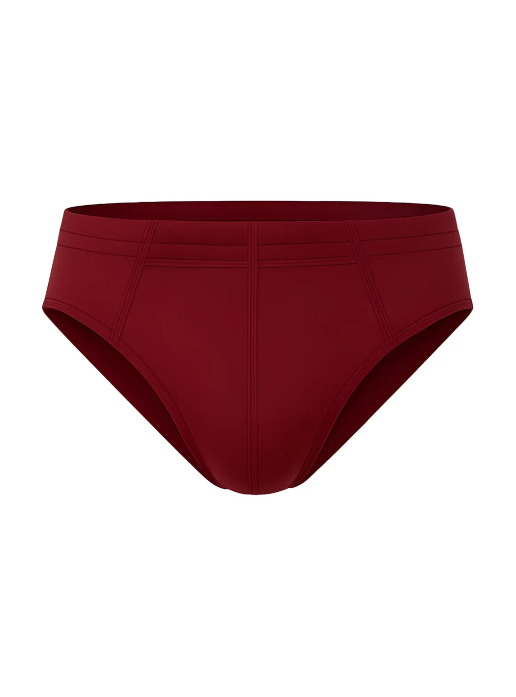 A sleek solid burgundy 100% cotton brief with smooth fabric finish and subtle seam detailing