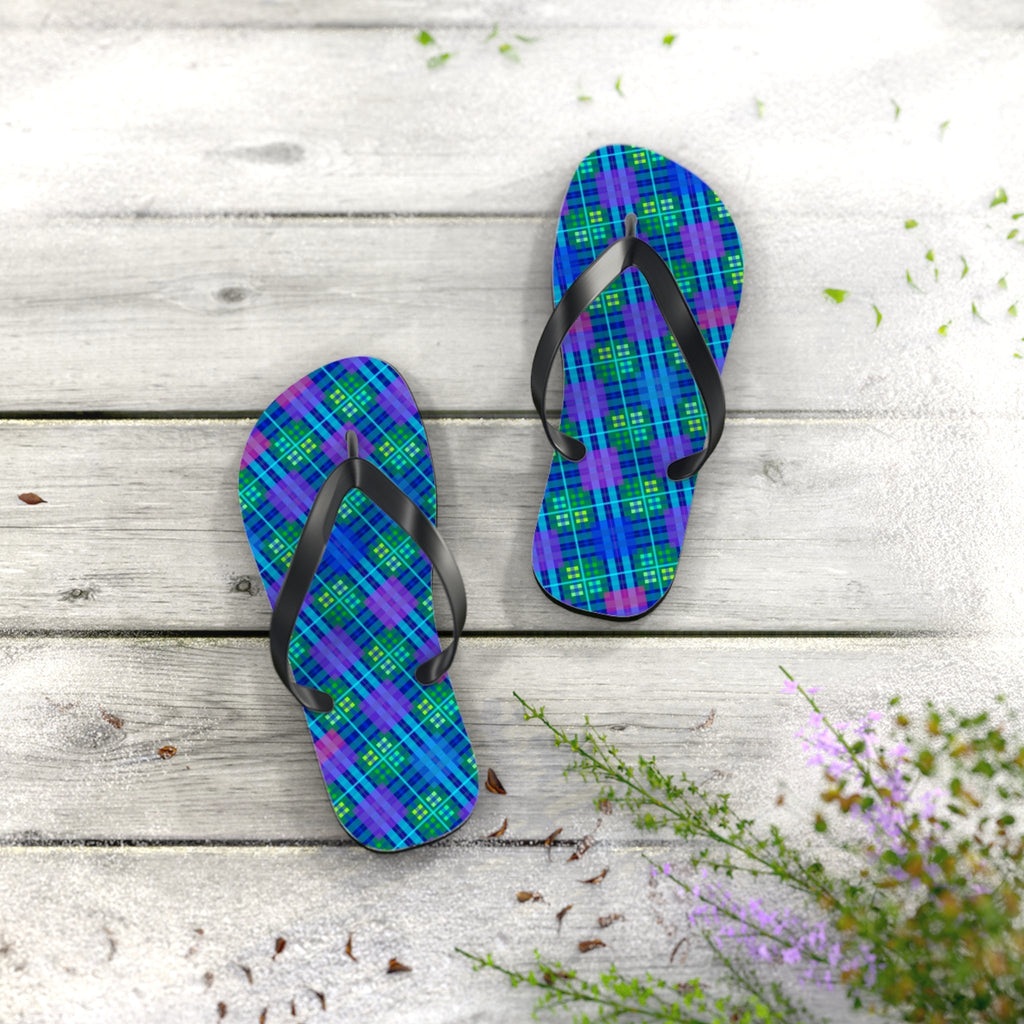 Maris Equi Men's Blue Tartan Flip-Flops