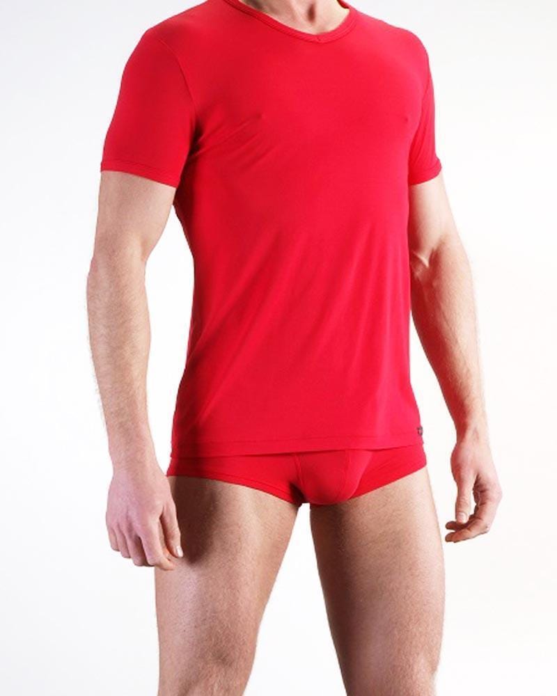 Camiseta de cuello en V 1202 roja OB105844 de Olaf Benz