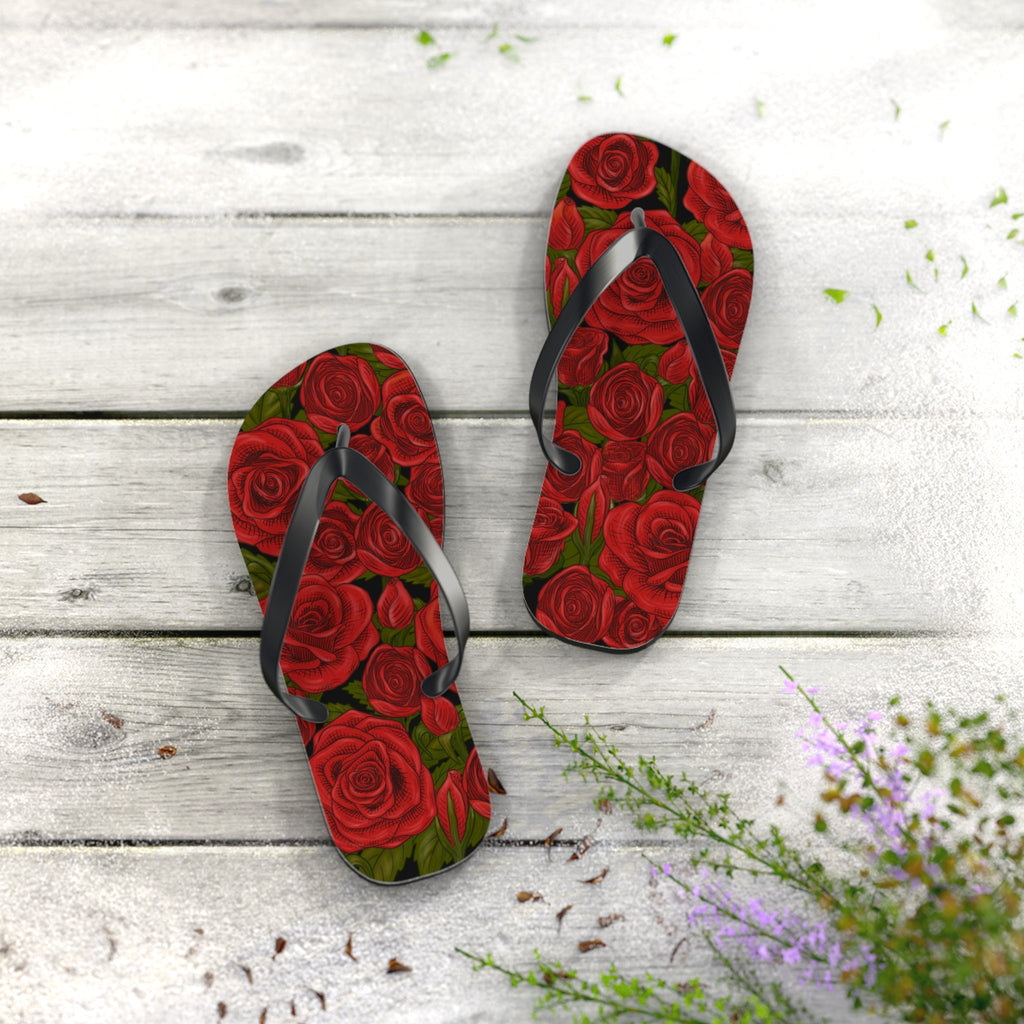Maris Equi Men's Rozen Red Rose Flip-Flops