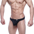 Black athletic briefs metro male wear eureka thong with sleek form fitting design and white logo on waistband