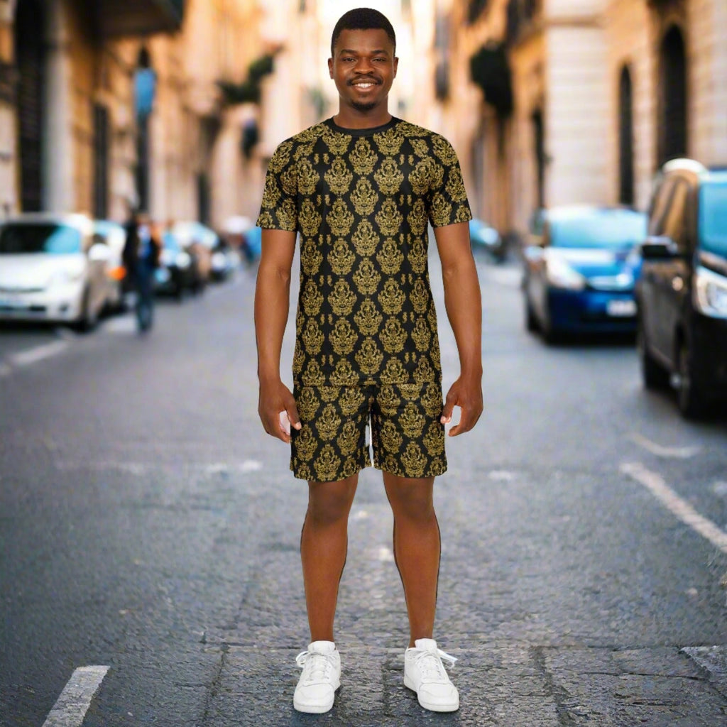Maris Equi Gold Baroque Men's Sport Shorts and Top Set
