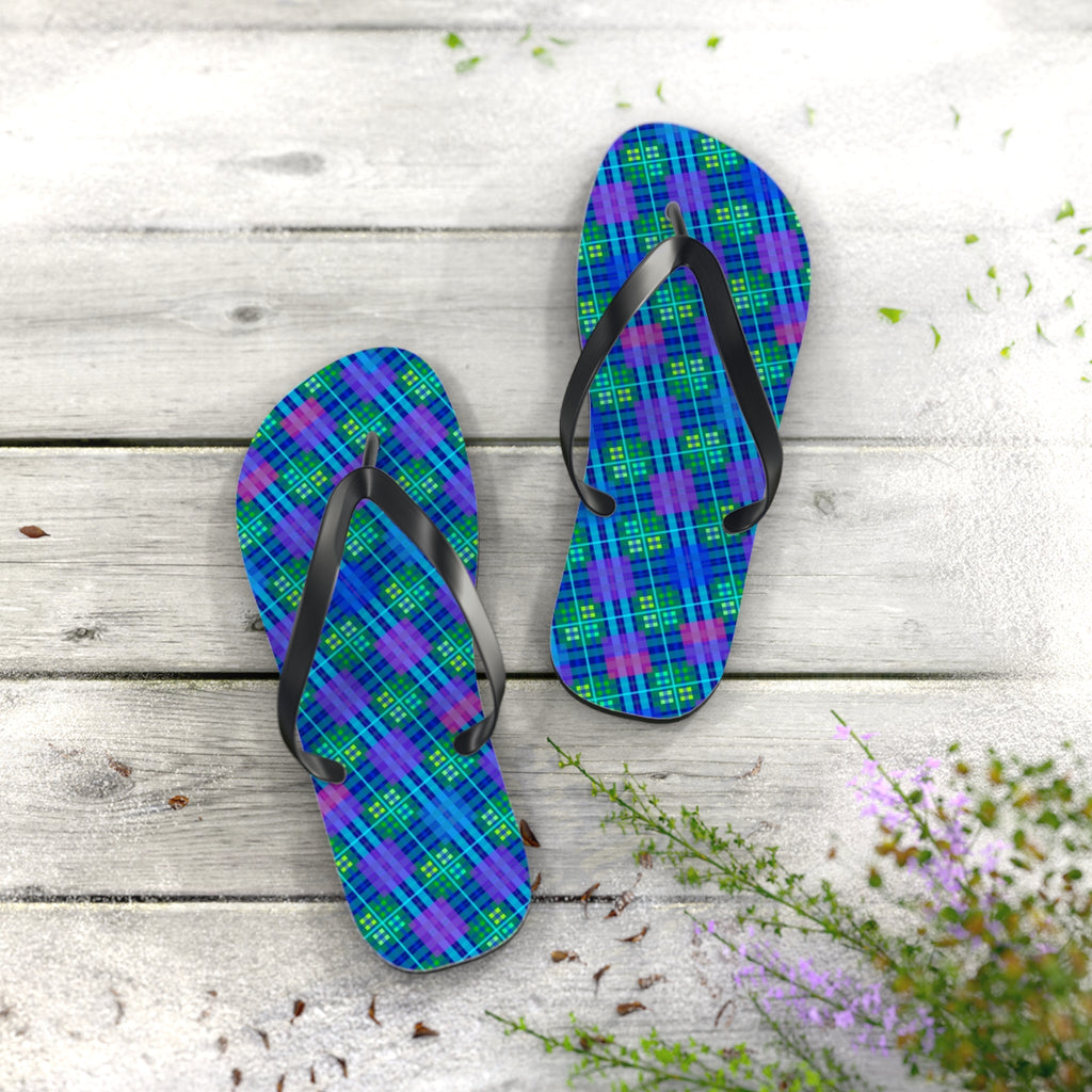 Maris Equi Men's Blue Tartan Flip-Flops
