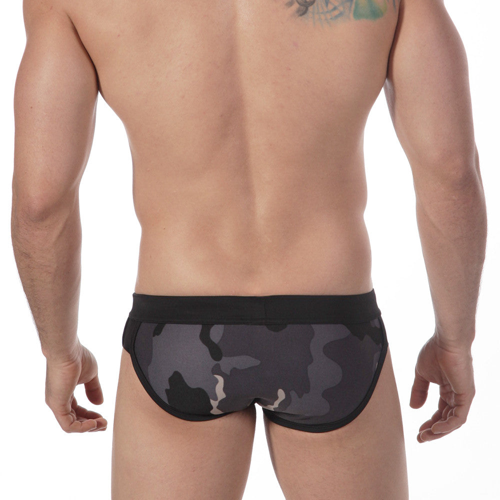 MetroMaleWear Grey Camo Split Swim Brief 4923-81