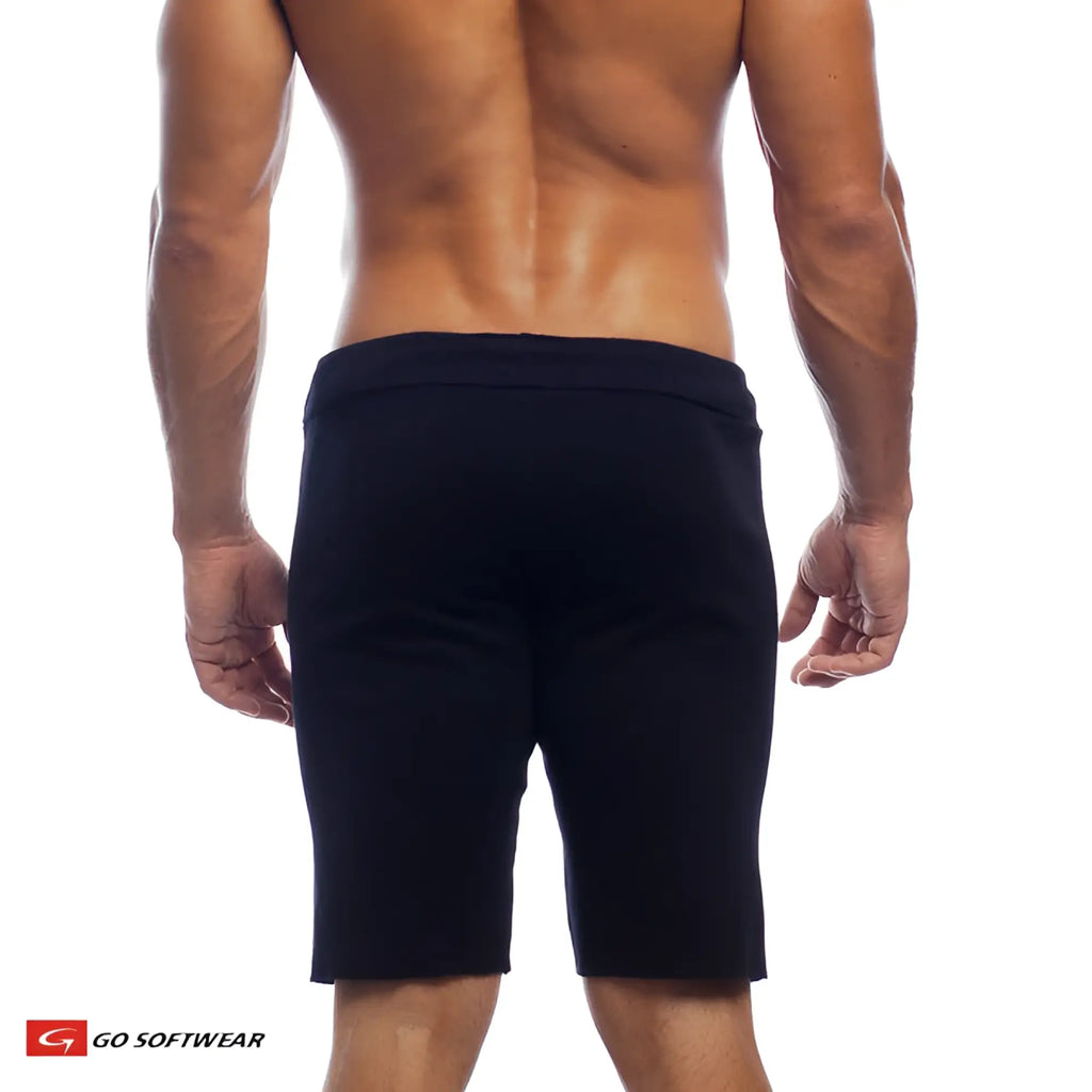Black 16 cut-off short athletic shorts with soft stretchy fabric and elastic waistband for comfortable fit
