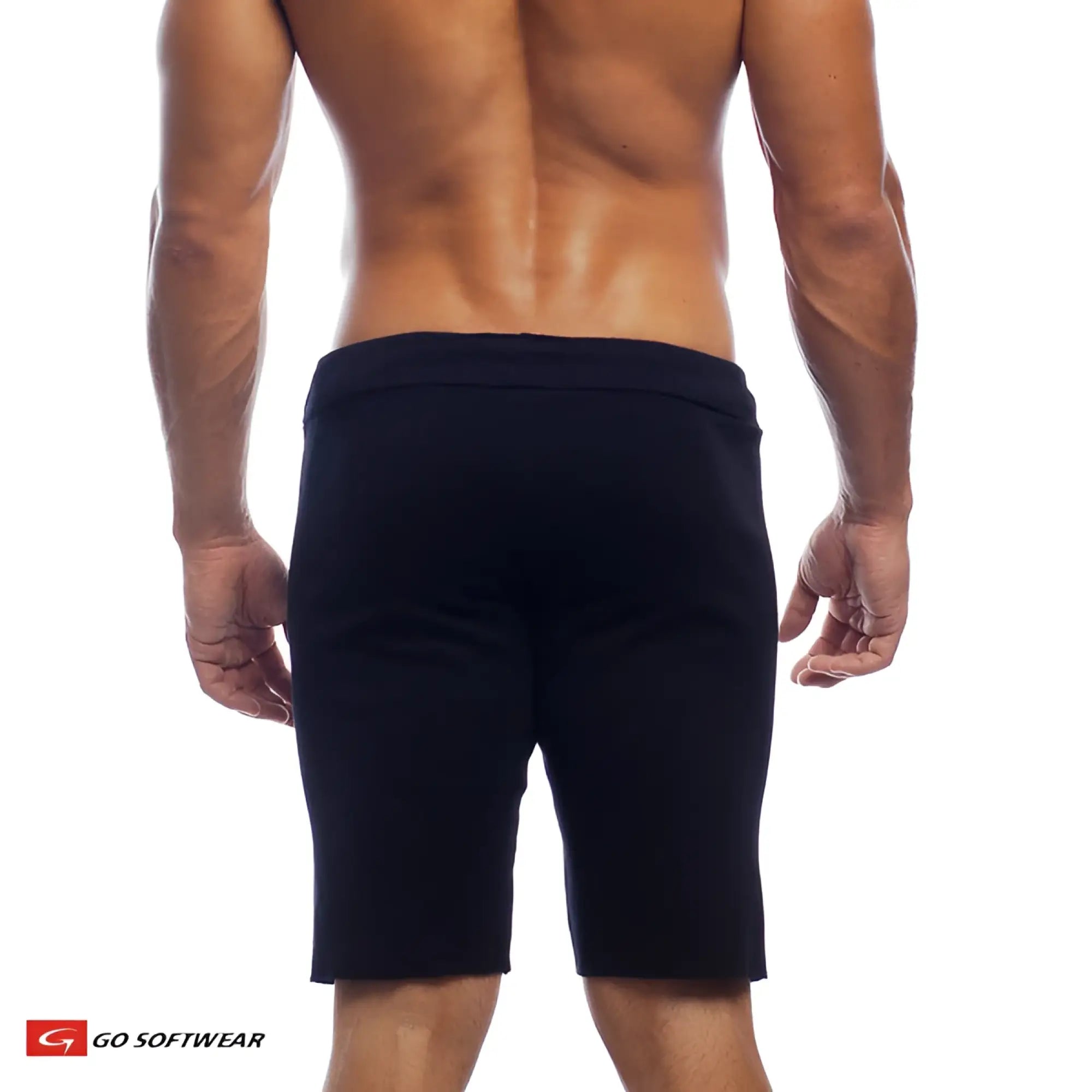 Black 16 cut-off short athletic shorts with soft stretchy fabric and elastic waistband for comfortable fit