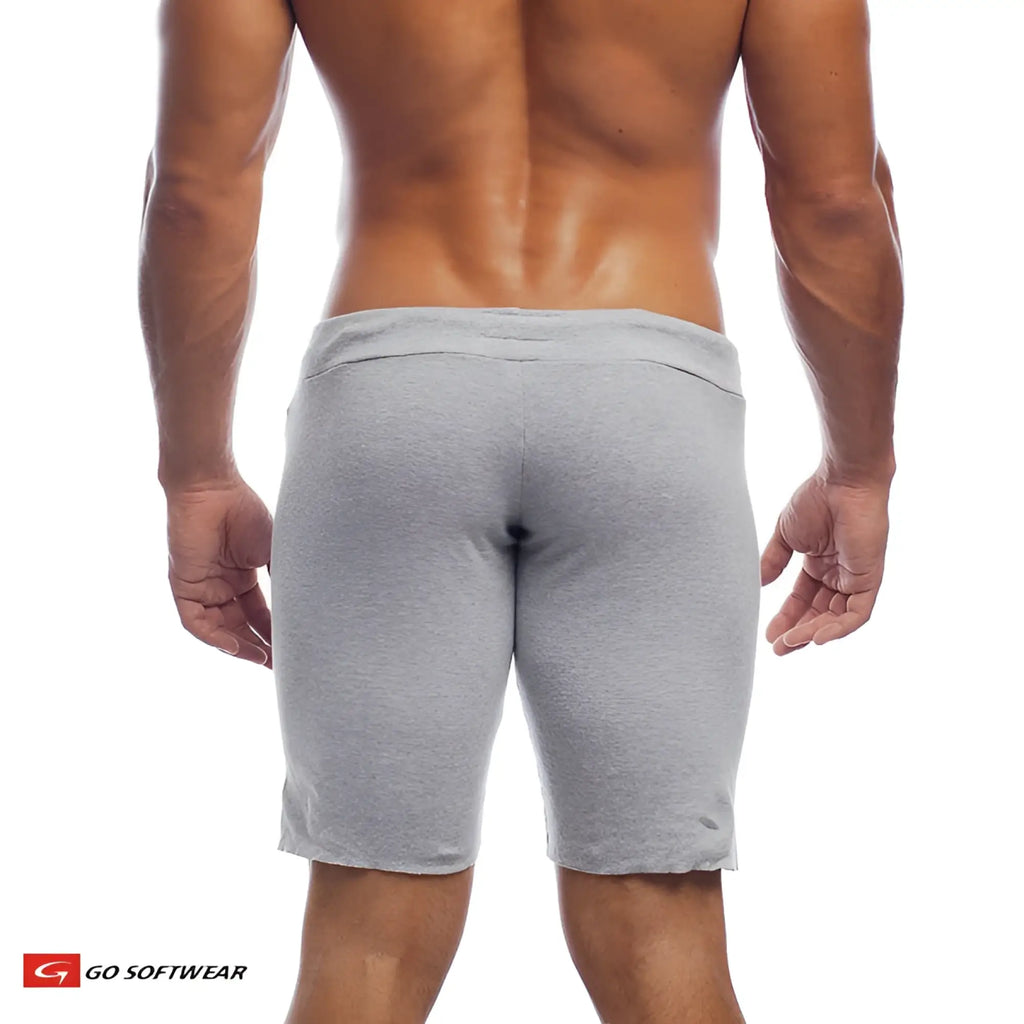 16 cut off short gray heathered cotton shorts with a comfortable elastic waistband for casual wear