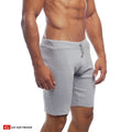 Gray heathered 16 inch cut-off sweatshorts with a drawstring waistband for casual comfort