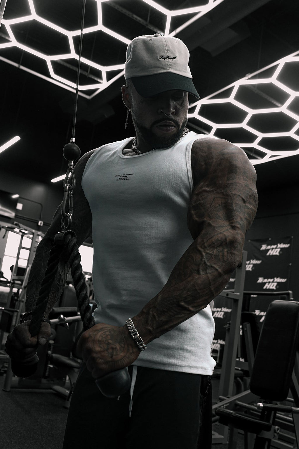 Camiseta sin mangas acanalada con cuello halter de Jed North - Blanca