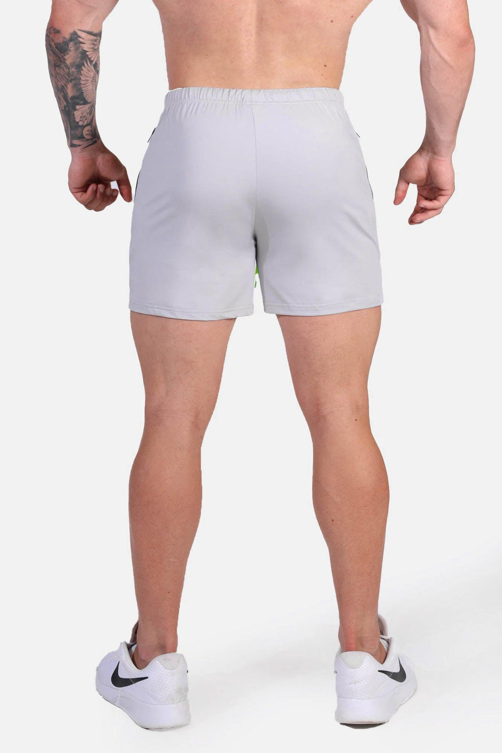 Jed North Men's Agile Bodybuilding 4'' Shorts w Zipper Pockets - Platinum Gray