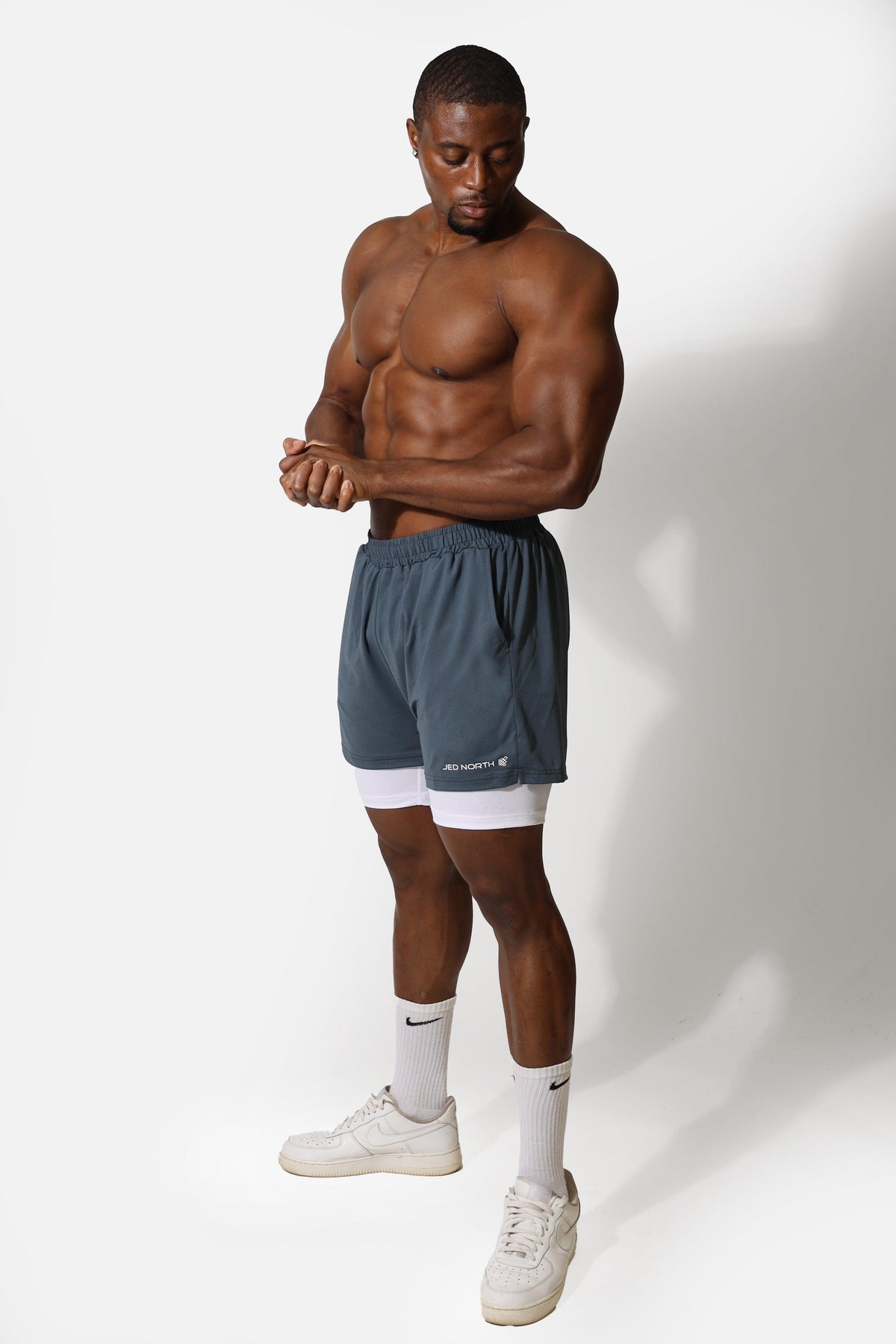 Jed North 2-in-1 7" Gym-Shorts – Storm Gray