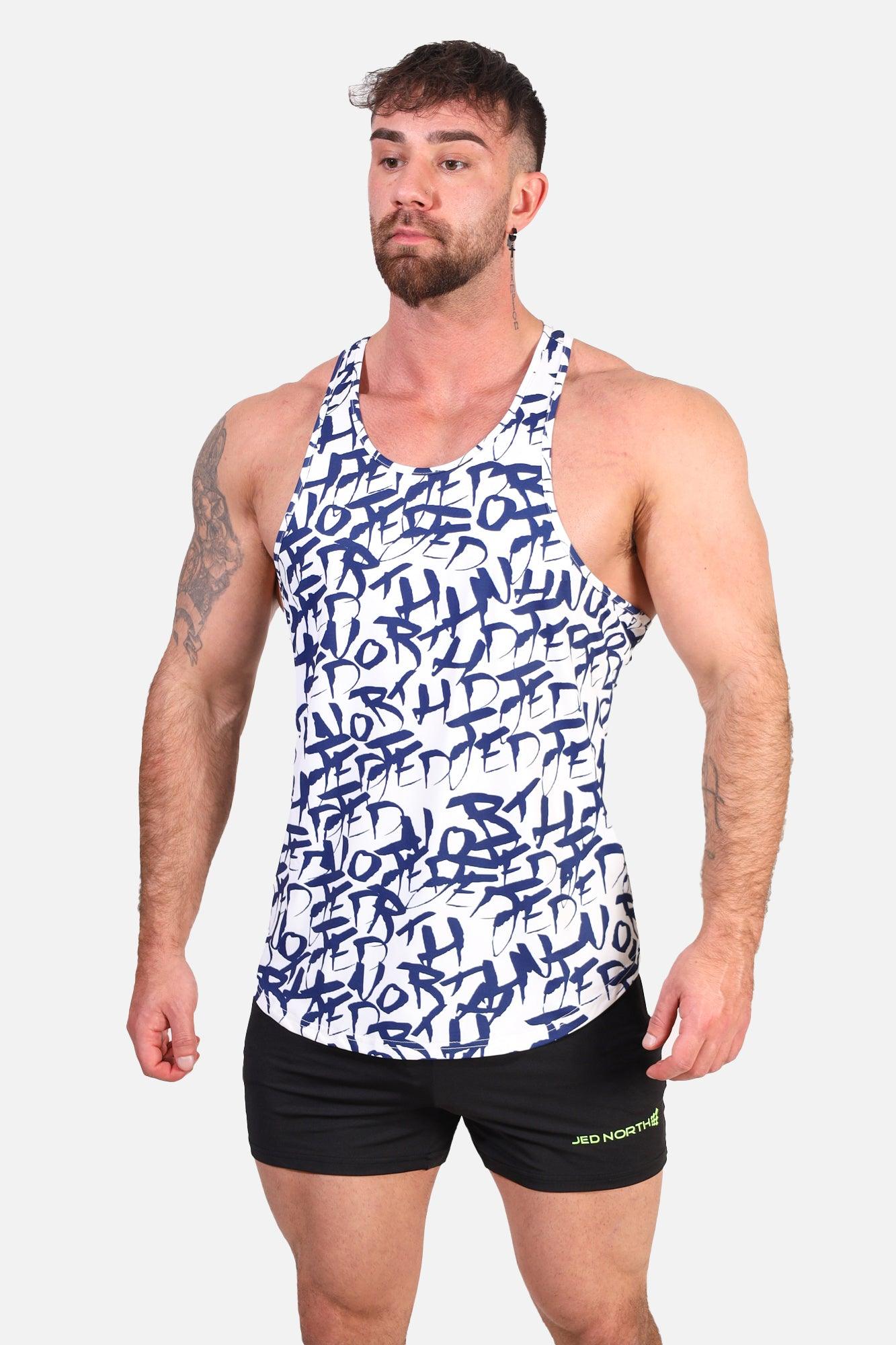 Jed North Graphic Muscle Stringer - White Graffiti