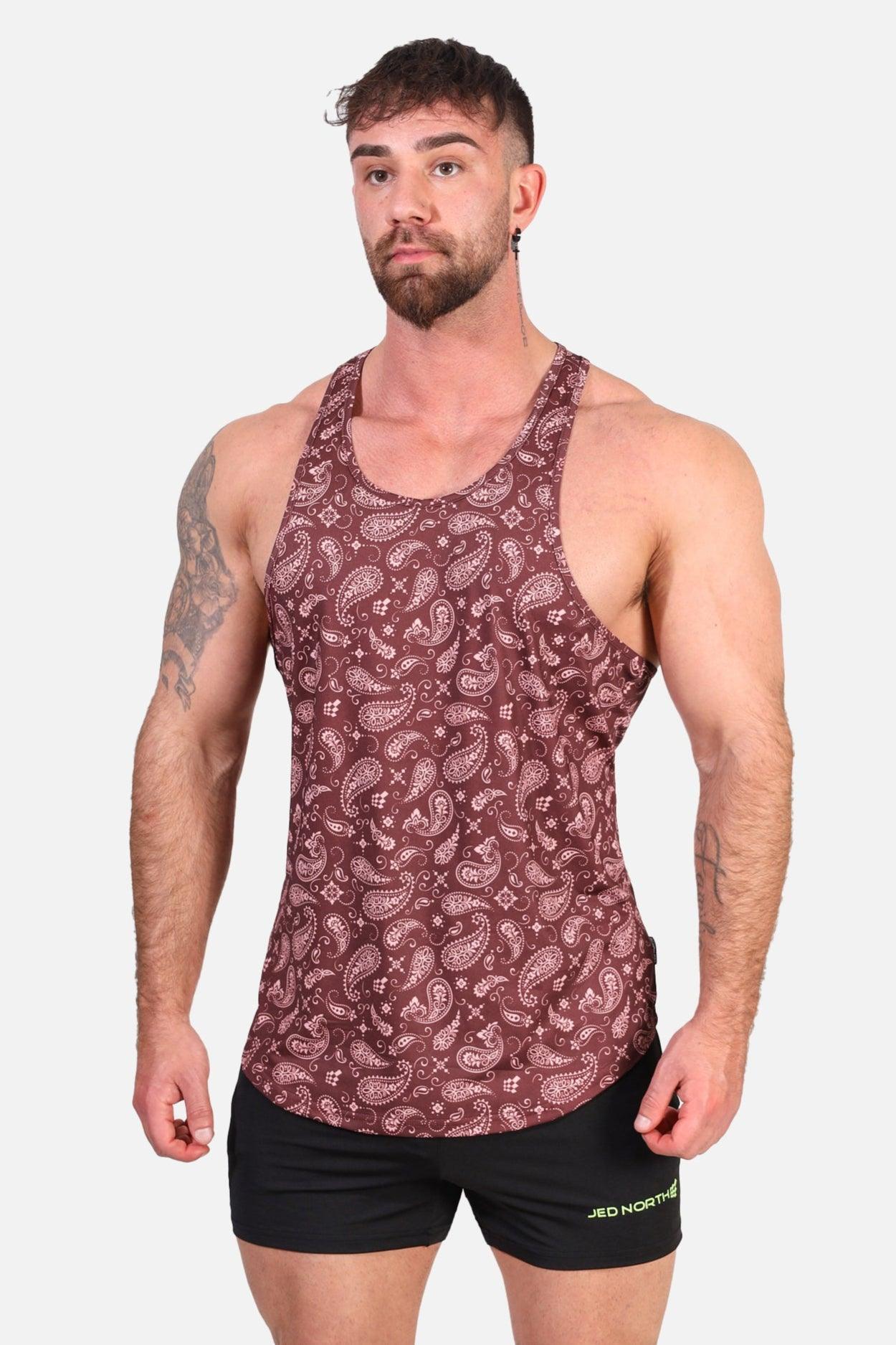 Jed North Graphic Muscle Stringer - Maroon Paisley