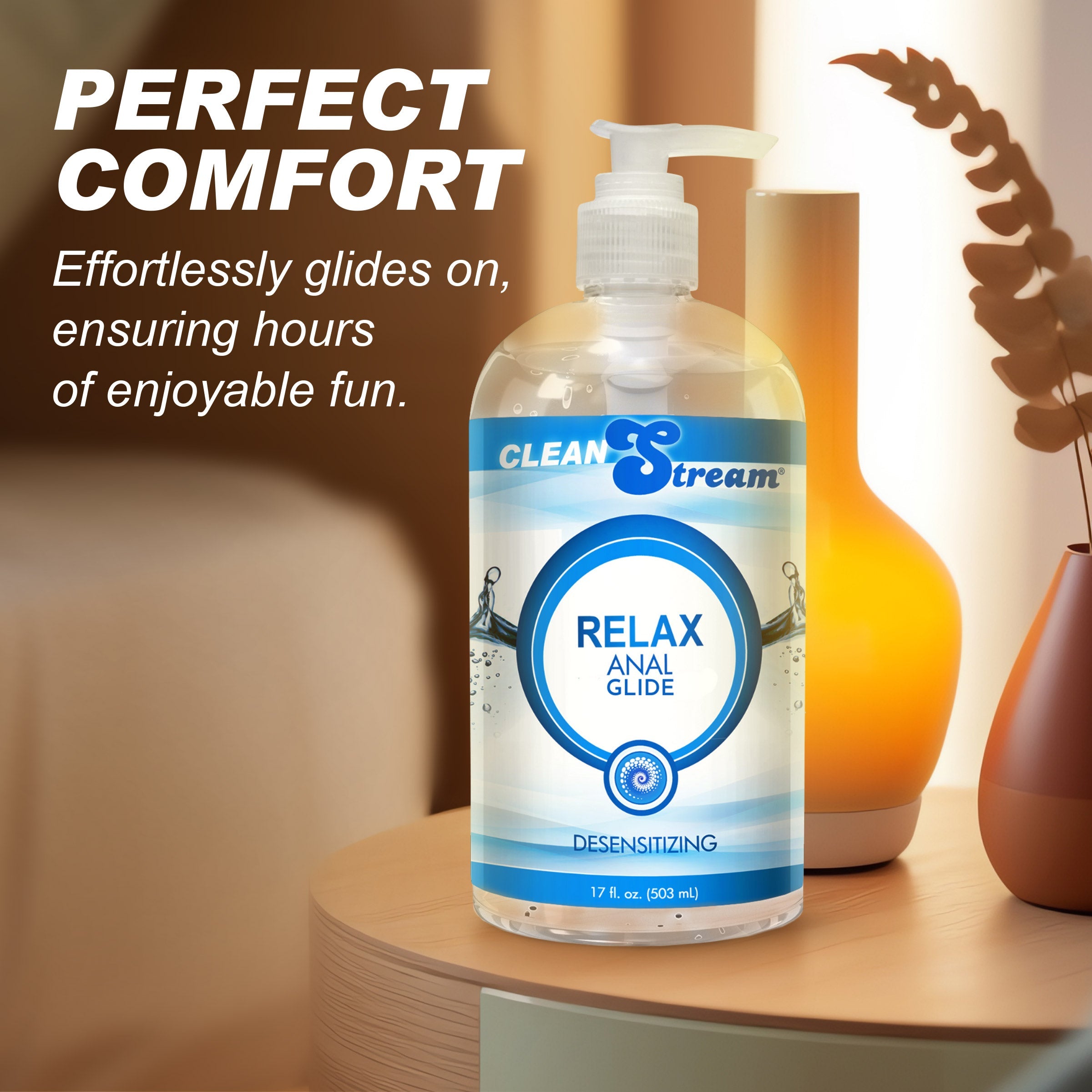 Lubricante anal ligeramente desensibilizante Relax de 17 oz