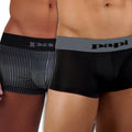 Black and gray patterned ombre dot microfiber boxer briefs with papi logo waistband in size xl back view