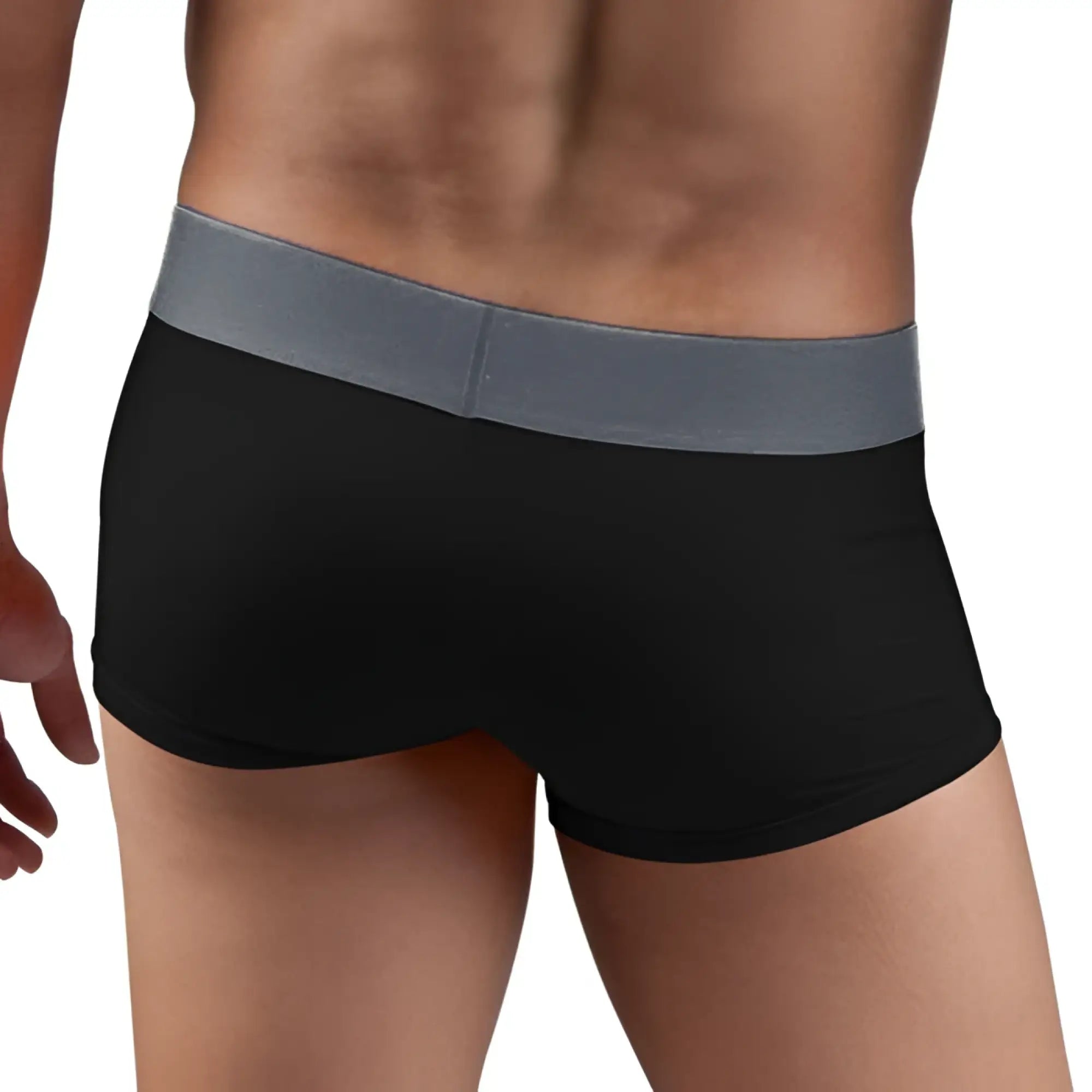 Black microfiber briefs with gray elastic waistband from papi ombre dot solid brazilian trunk pack size xl