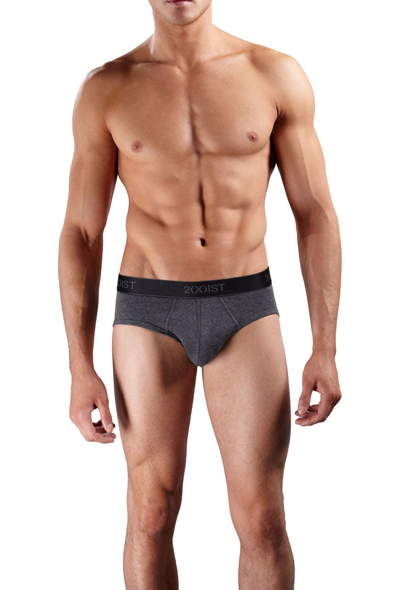 2(x)ist [3 Pack] Cotton Contour Pouch Brief Underwear Black/Charcoal/Red 3102030303 Size S - DealByEthan.gay loves 2(x)ist