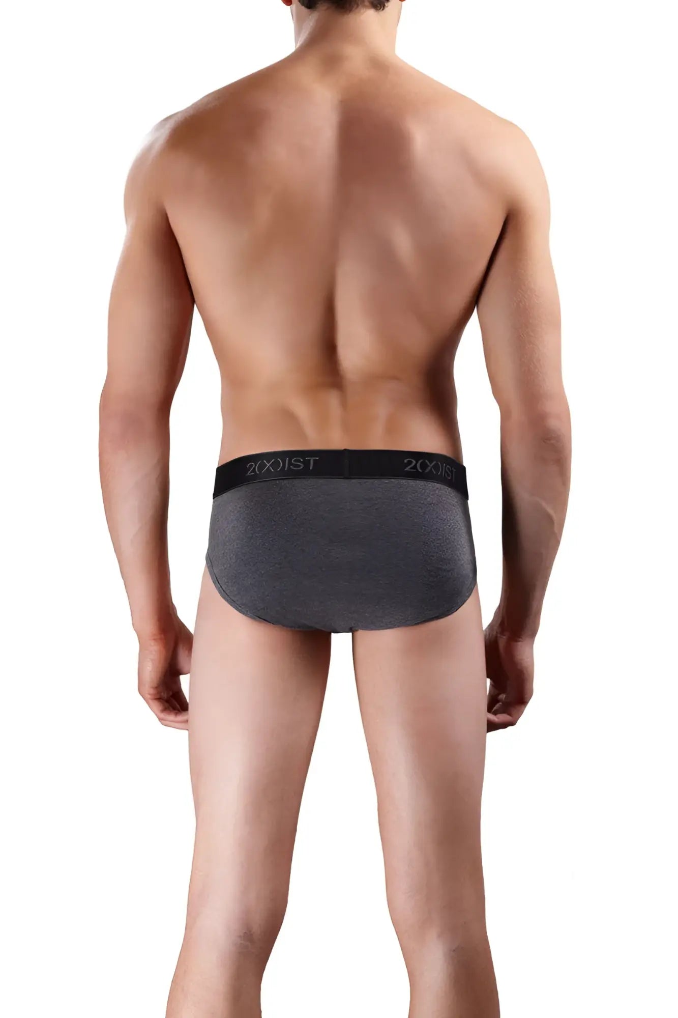 Gray textured 2xist cotton contour pouch briefs with black elastic waistband size s in 3 pack black charcoal red