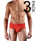 Bright orange 2xist cotton contour pouch briefs with matching elastic waistband and black brand lettering size S