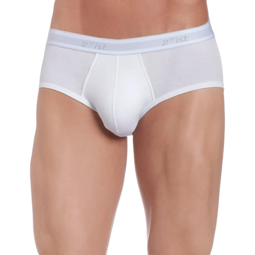 White 21st brand 2xist essential contour pouch briefs with mesh waistband and solid fabric body in size xl
