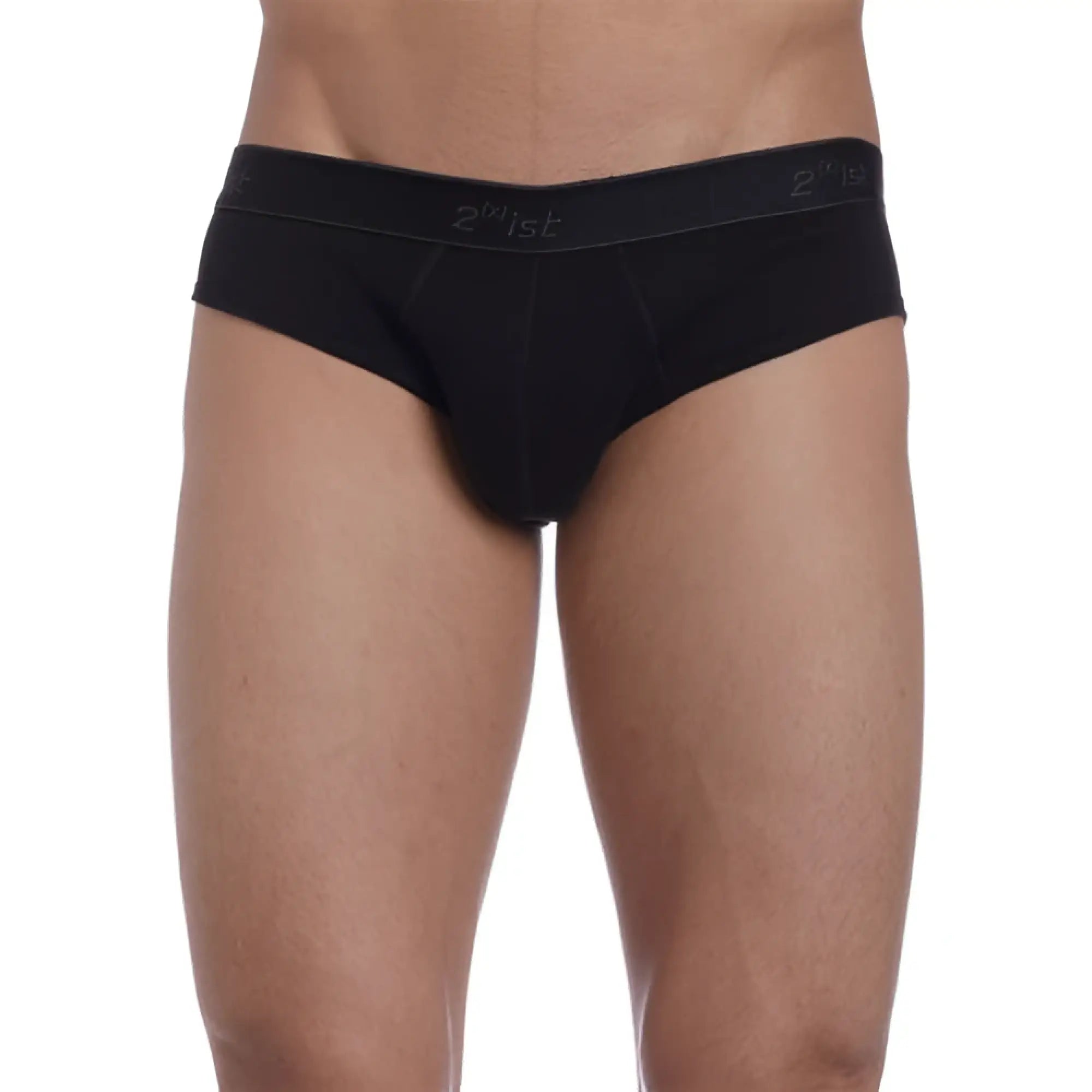 Black 2xist essential no show brief underwear with snug fit elastic waistband featuring 21st brand logo size XL