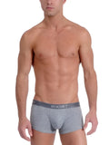 Gray heathered 2xist essential no show trunk underwear with dark gray waistband and exist brand name in white size m