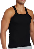 Black 2xist essential square cut tank top t shirt in size large with wide straps and form fitting design