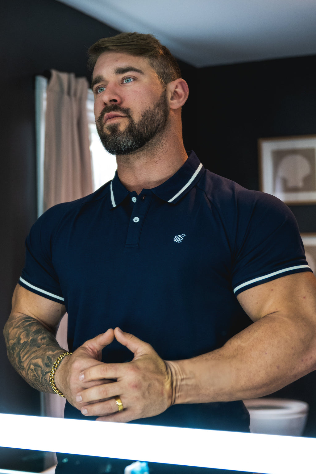 Jed North Men's Banded Muscle-Fit Polo T-Shirt - Navy