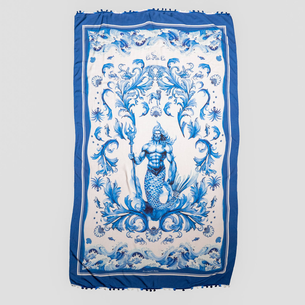 CA-RIO-CA REI NETUNO Canga de Praia- Brazilian Beach Towel (Sarong / Pareo)