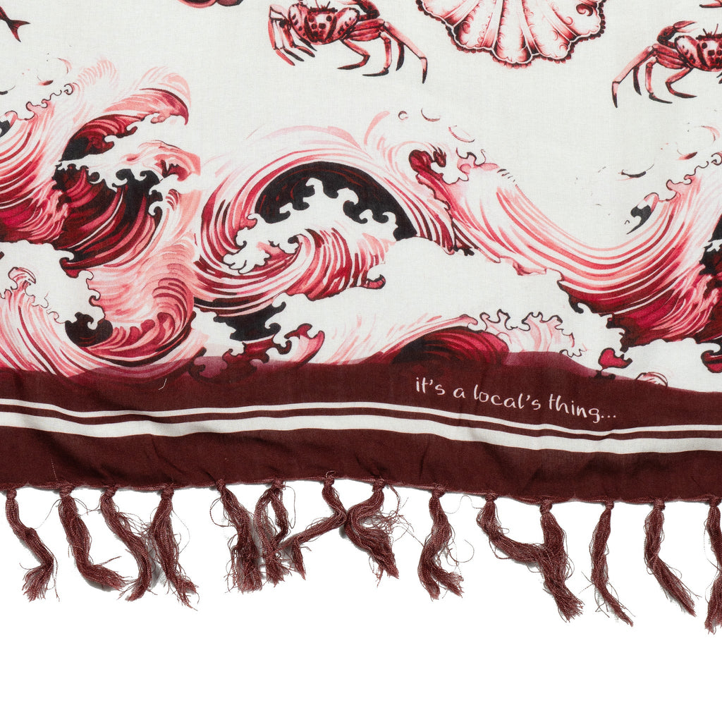 CA-RIO-CA REI NETUNO Burgundy Canga de Praia- Brazilian Beach Towel (Sarong / Pareo)