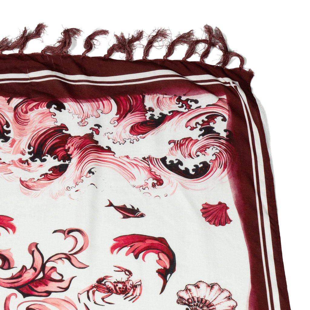 CA-RIO-CA REI NETUNO Burgundy Canga de Praia- Brazilian Beach Towel (Sarong / Pareo)